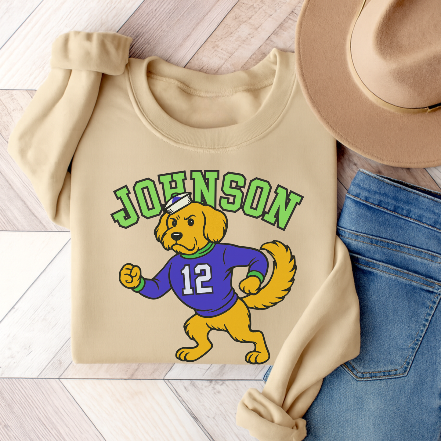 Golden Retriever College Mascot Sweatshirt Sand