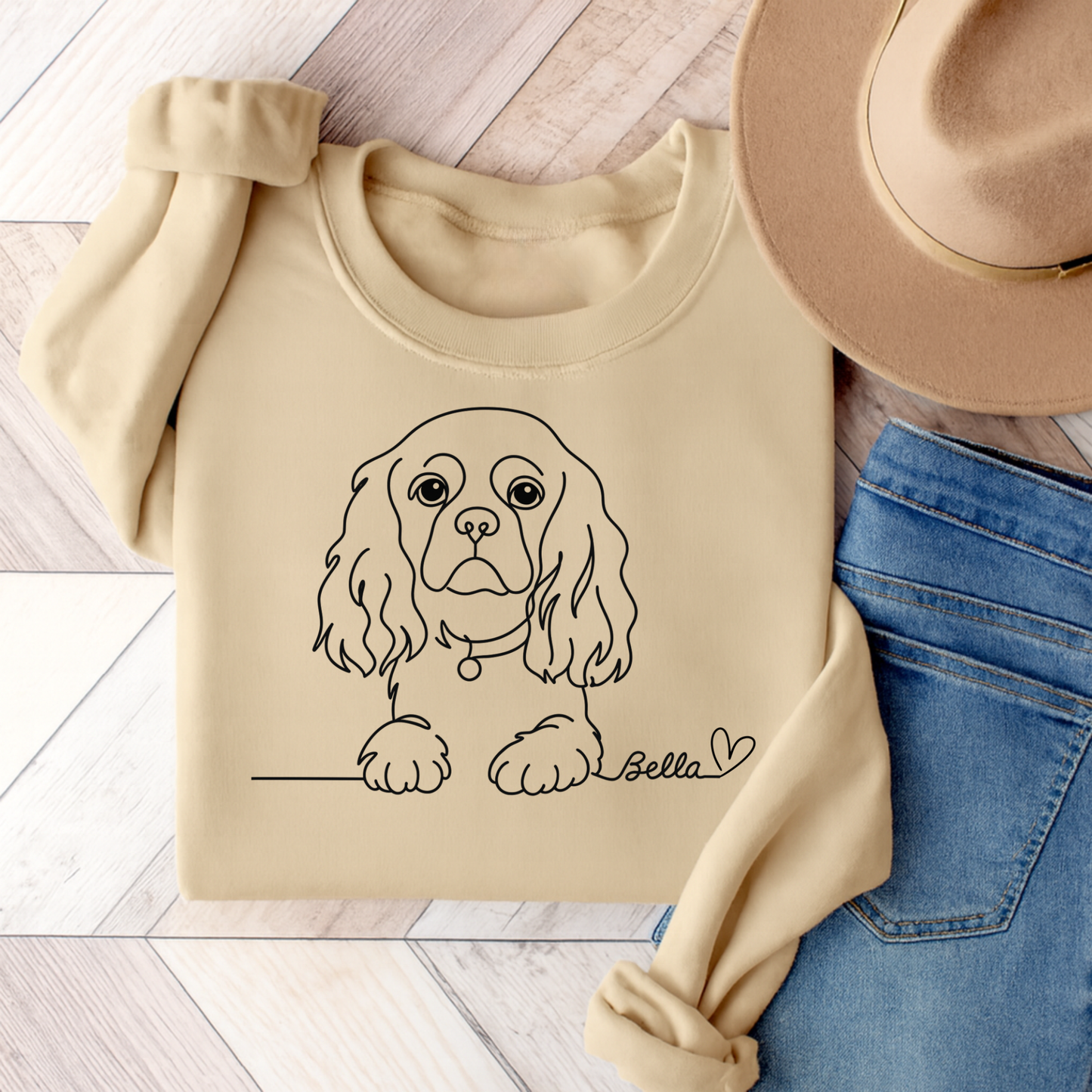 Single Line Name Cavalier Sweatshirt Sand