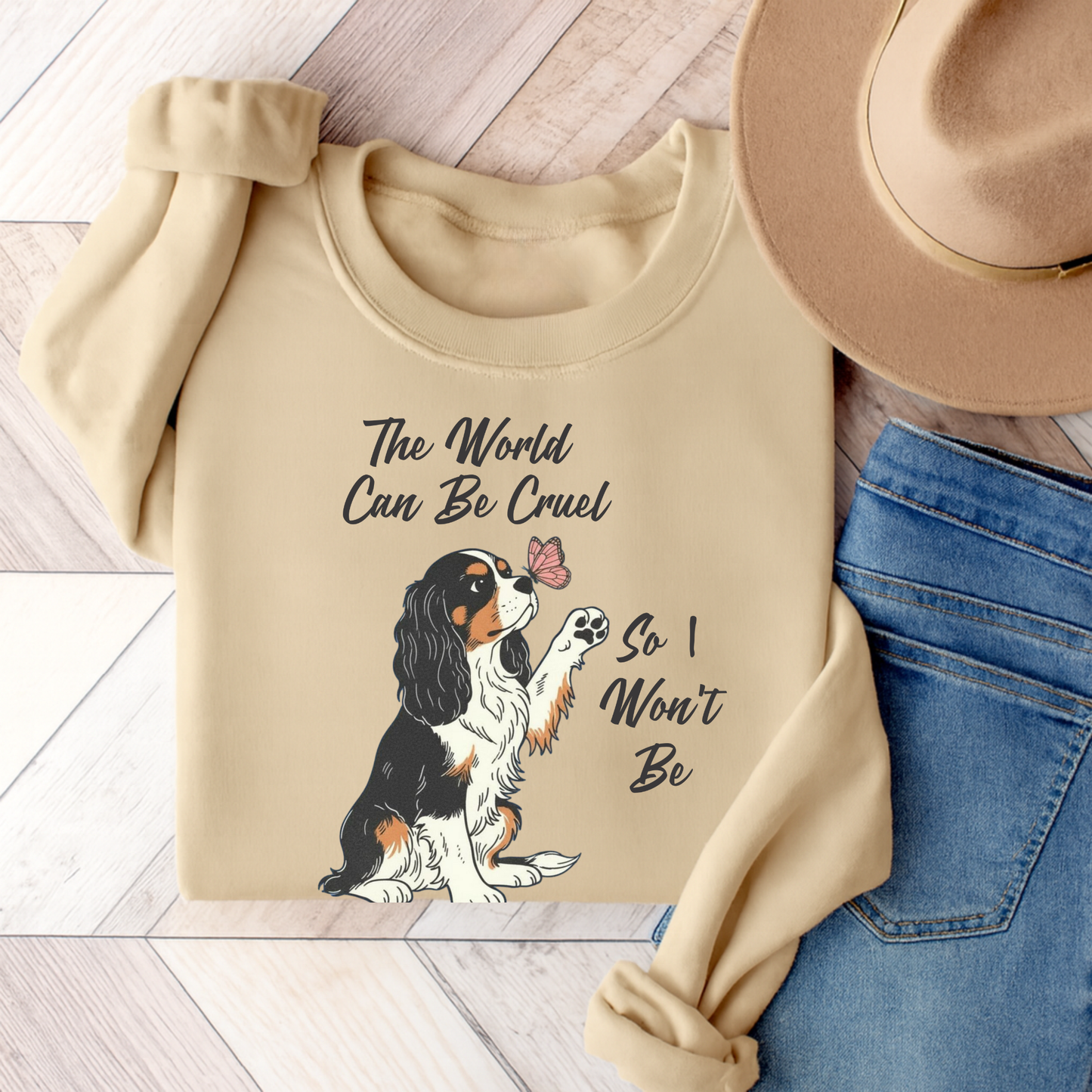 Cruel World Tricolor Cavalier Sweatshirt Sand