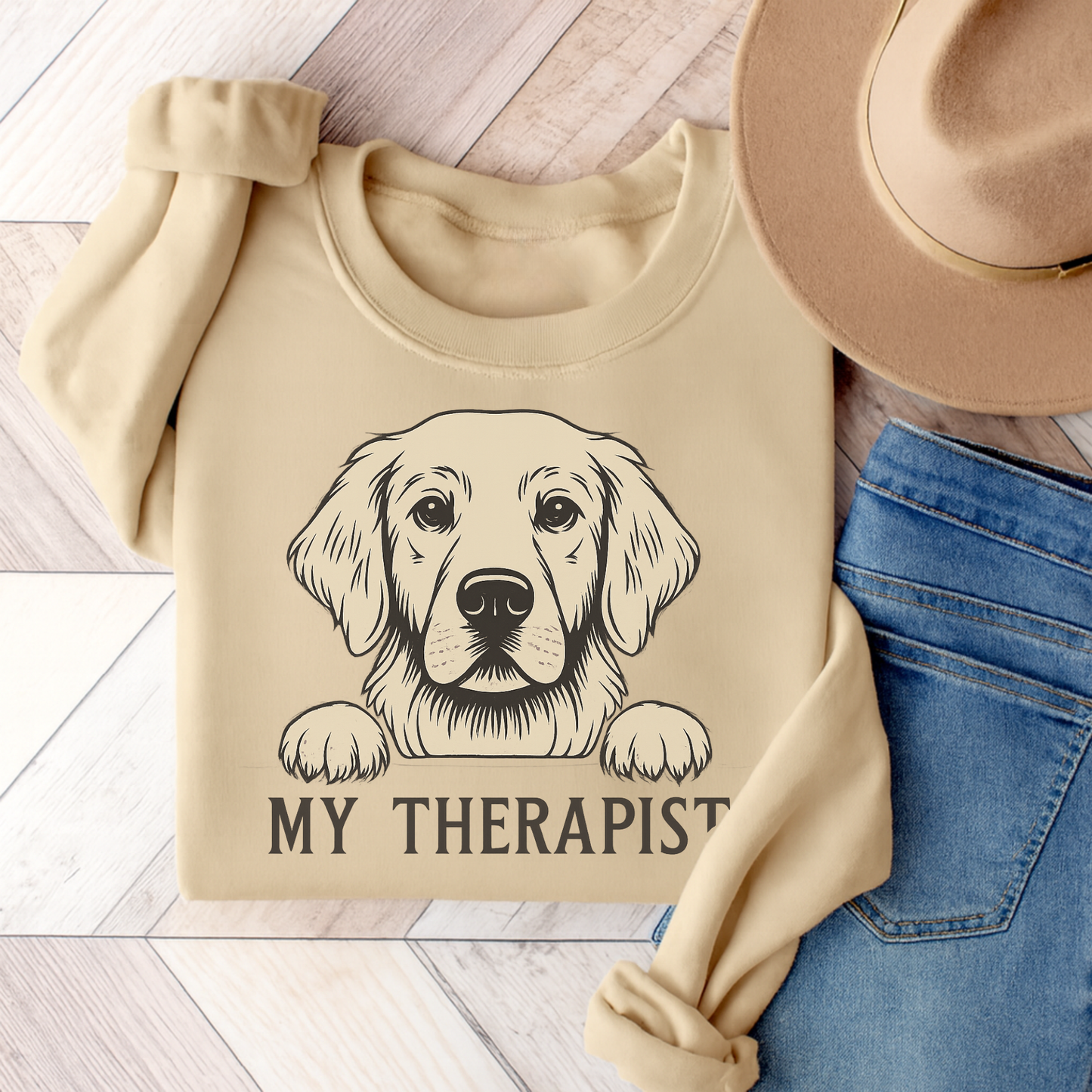 Therapist Golden Retriever Sweatshirt Sand