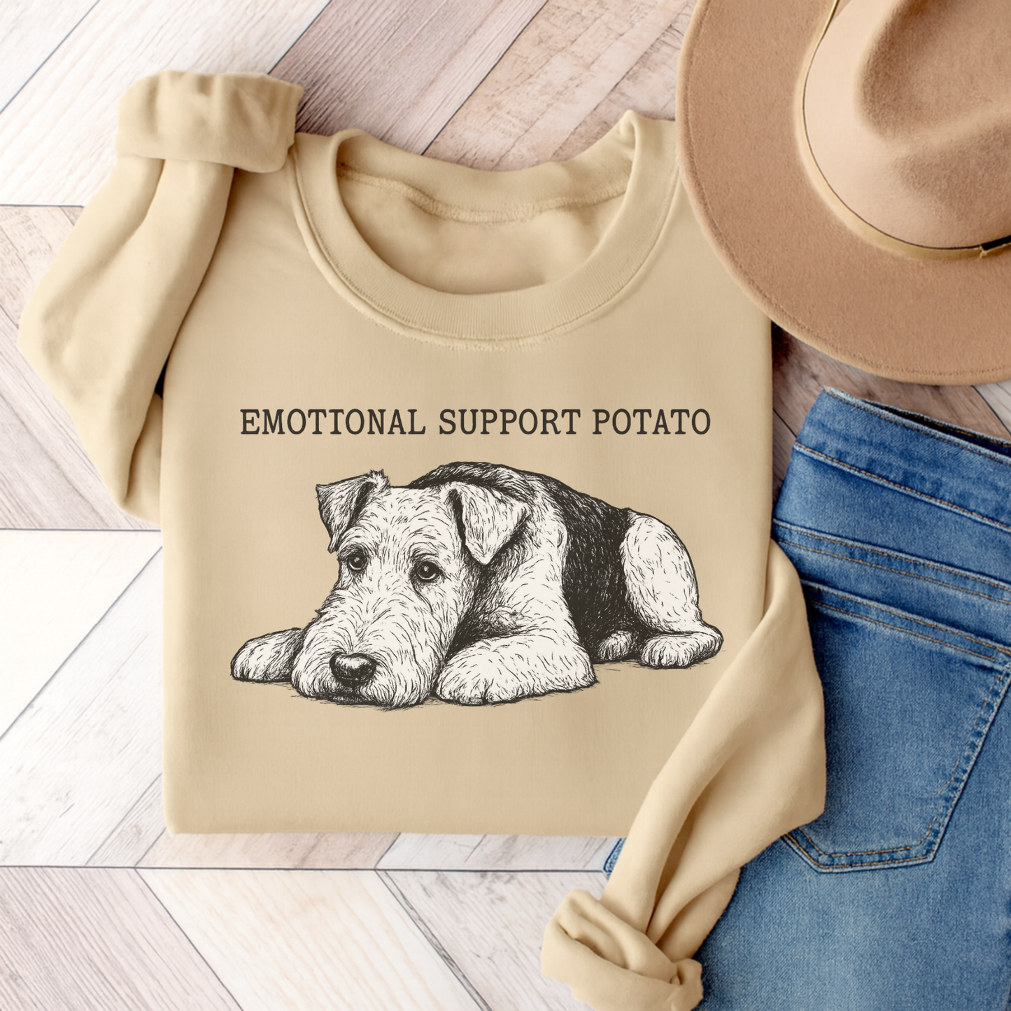 Airedale Terrier Potato Sweatshirt Sand