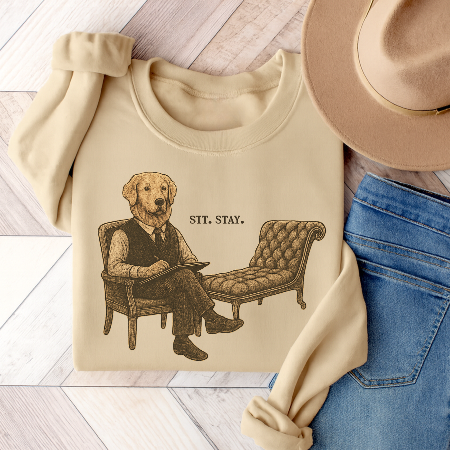 Therapy Golden Retriever Sweatshirt Sand