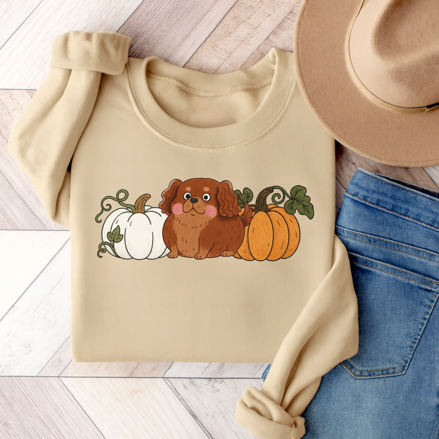 Ruby Cavalier Pupkin Unisex Sweatshirt Sand