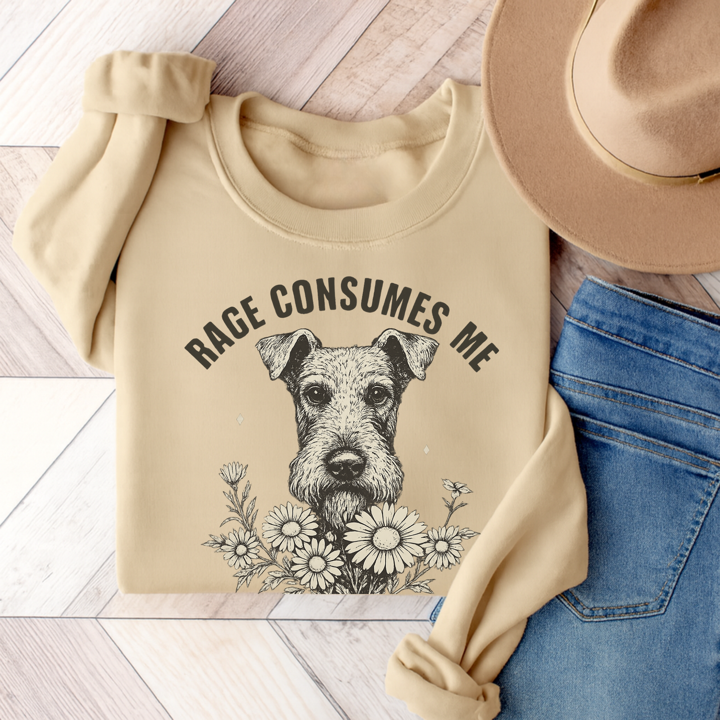 Airedale Terrier Rage Sweatshirt Sand