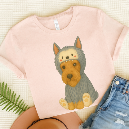 Airedale Terrier Little Monster Tshirt Soft Pink