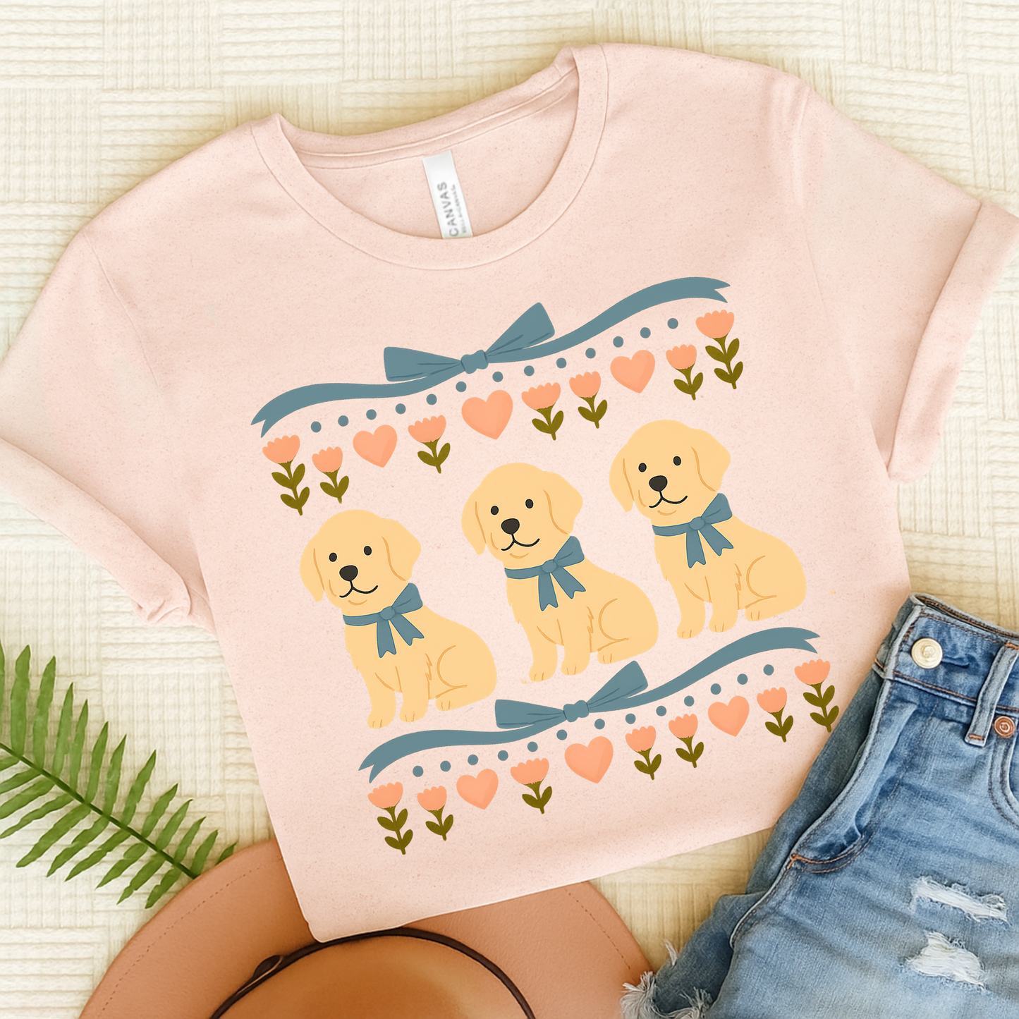 Golden Retriever Grandma TShirt Soft Pink