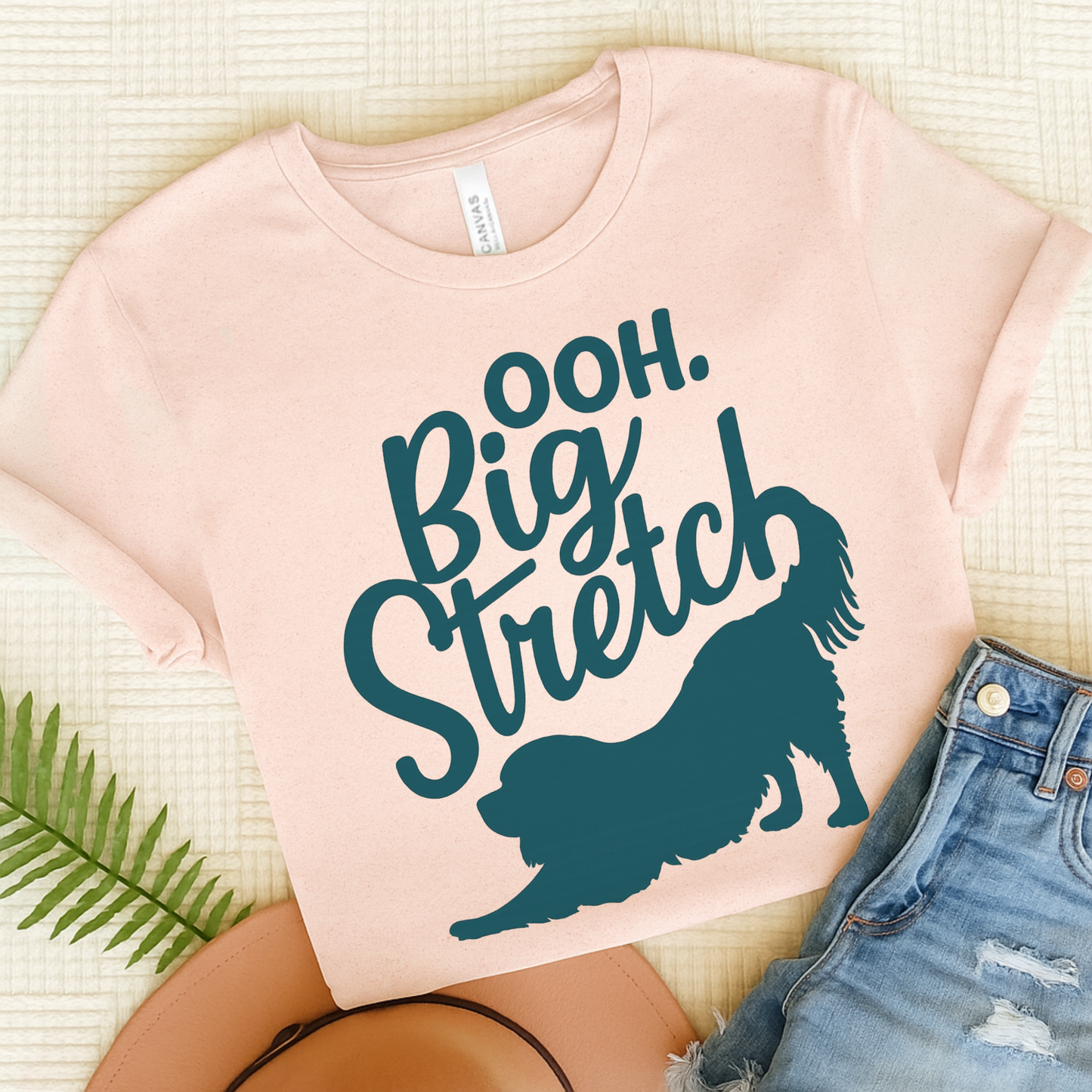 Cavalier King Charles Big Stretch TShirt Soft Pink