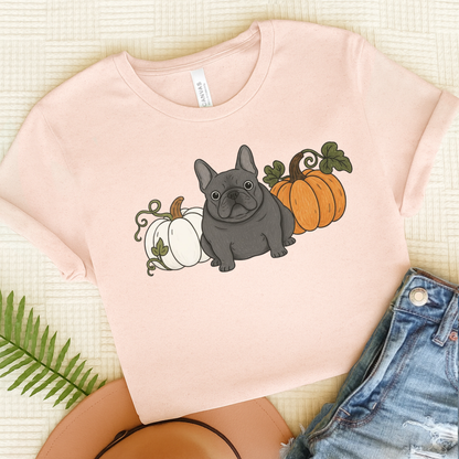 Black Frenchie Pupkin Unisex Tshirt Soft Pink