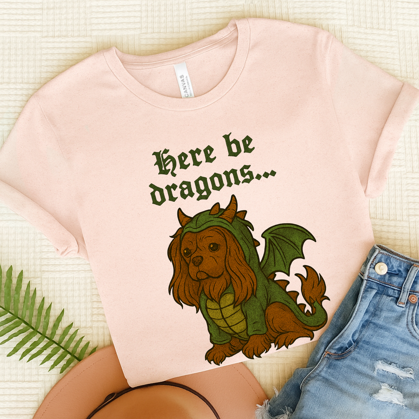 Ruby Cavalier Here Be Dragons TShirt Soft Pink