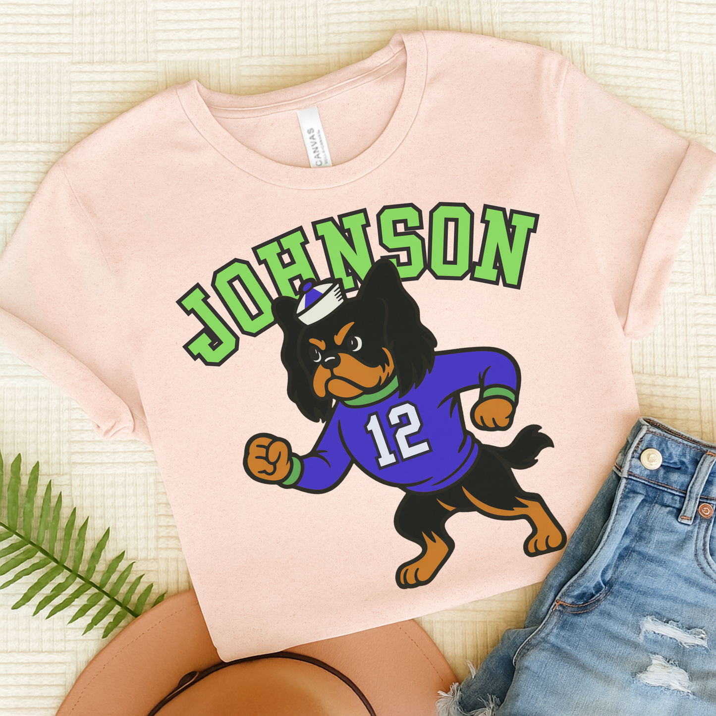 Black Tan Cavalier College Mascot TShirt Soft Pink