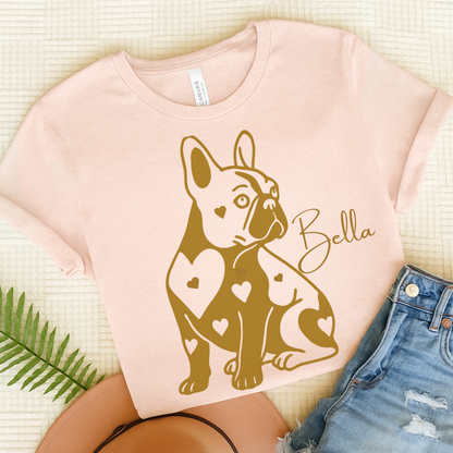 French Bulldog Heart Dog TShirt Soft Pink