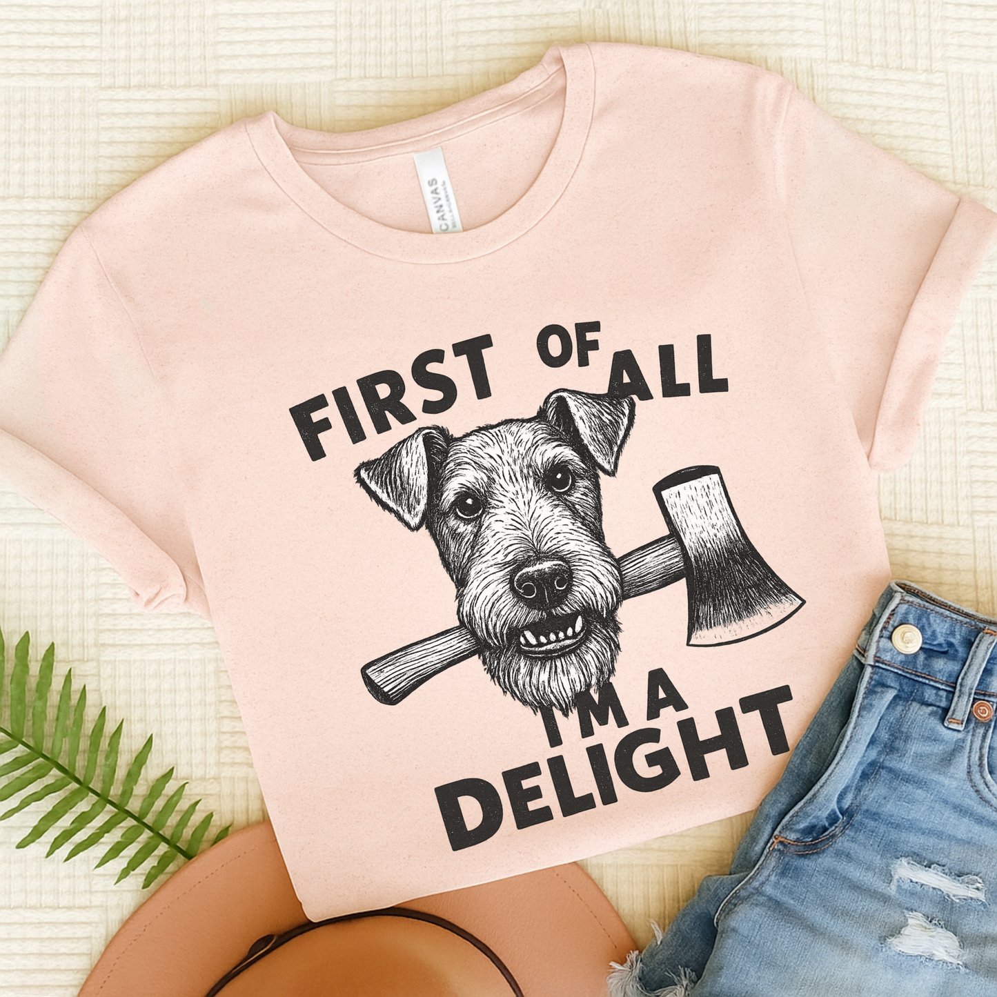 Airedale Terrier Delight TShirt Soft Pink