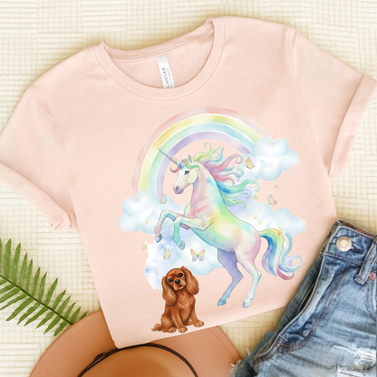 Ruby Cavalier Watercolor Unicorn Tshirt Soft Pink
