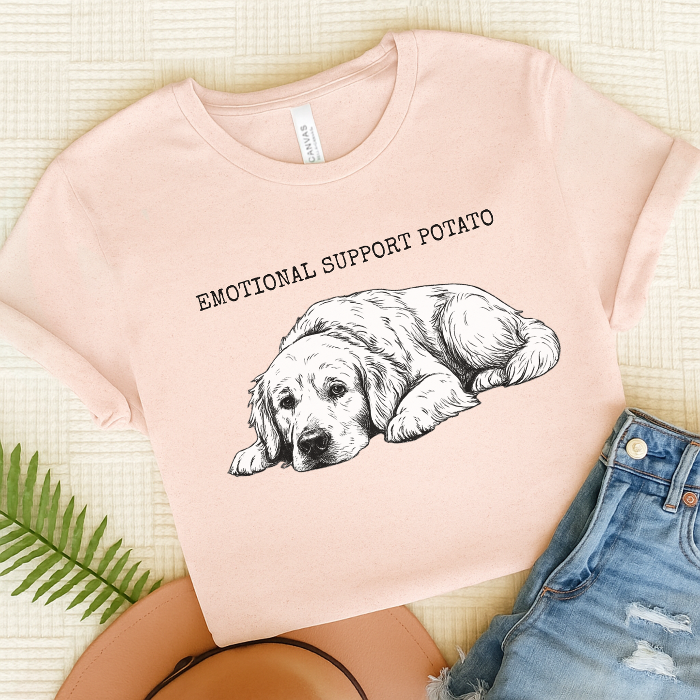 Golden Retriever Potato TShirt Soft Pink