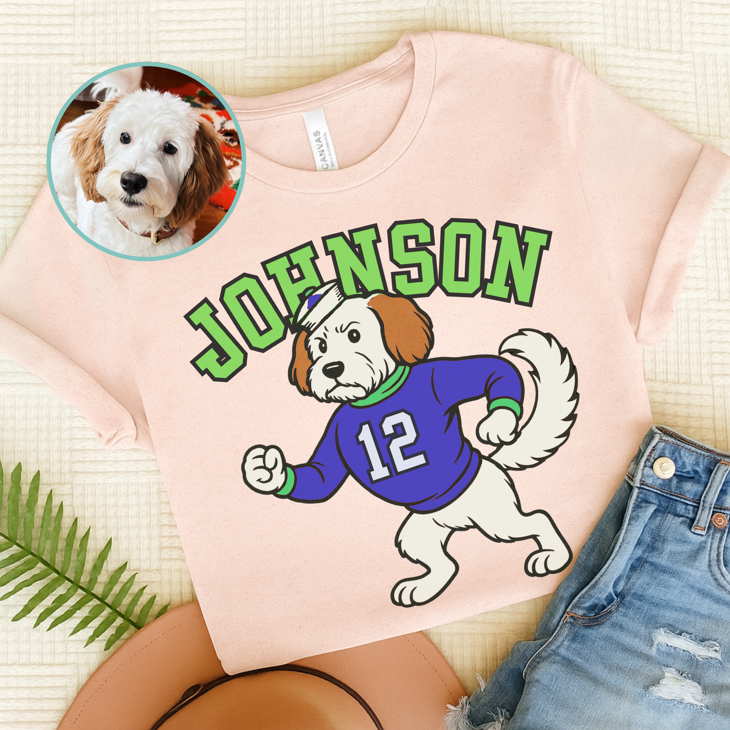 Custom College Mascot Mutt TShirt Soft Pink