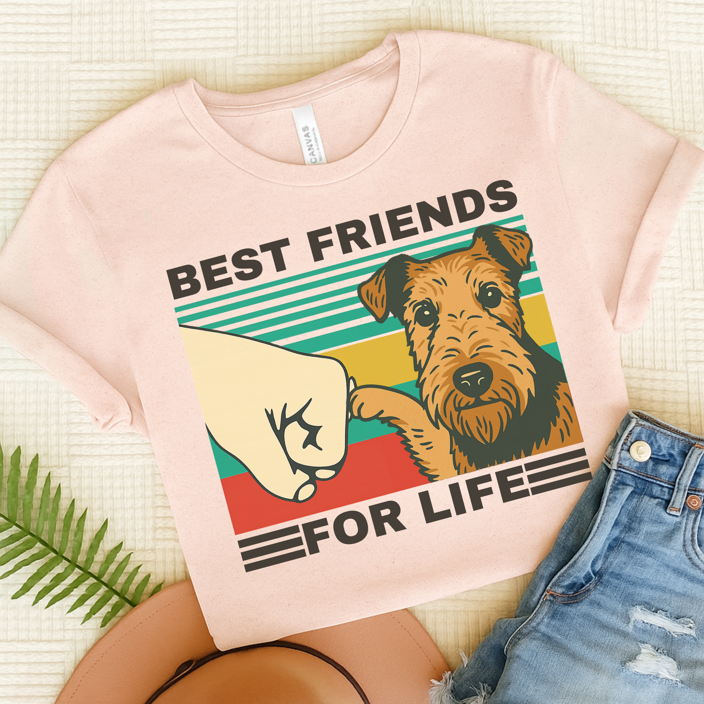 Airedale Terrier Bestie TShirt Soft Pink