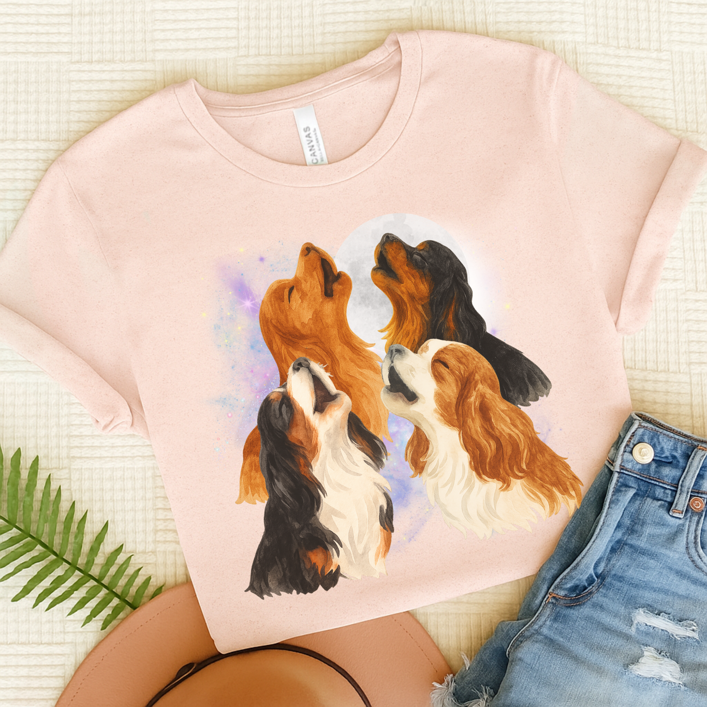 Cavalier King Charles Howling TShirt Soft Pink