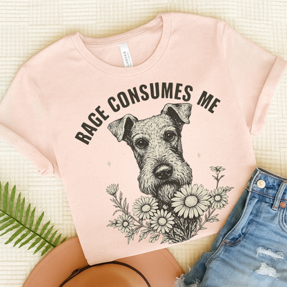 Airedale Terrier Rage Unisex Tshirt Soft Pink