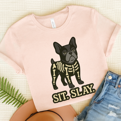 Black French Bulldog Stay. Slay. Halloween TShirt