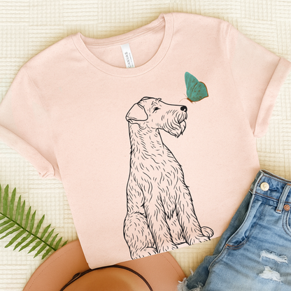 Airedale Terrier Butterfly TShirt Soft Pink