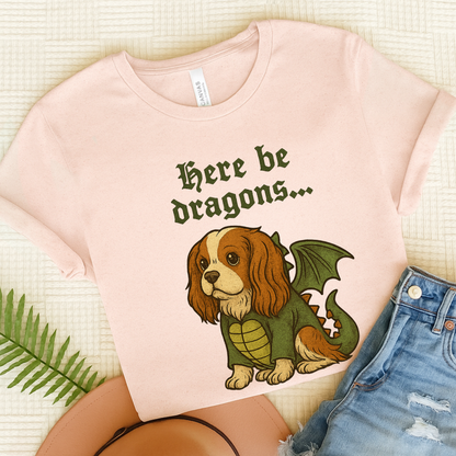 Blenheim Cavalier Here Be Dragons TShirt Soft Pink
