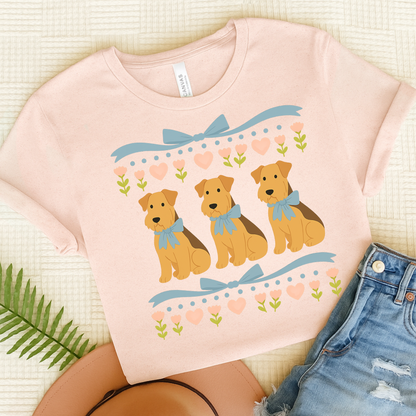 Airedale Terrier Grandma TShirt Soft Pink