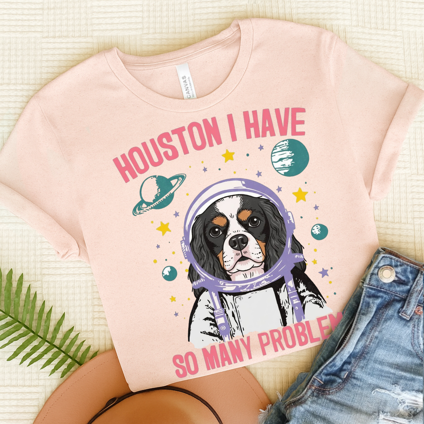 Tricolor Cavalier Houston Space TShirt Soft Pink