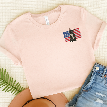 Embroidered Flag Black Frenchie TShirt