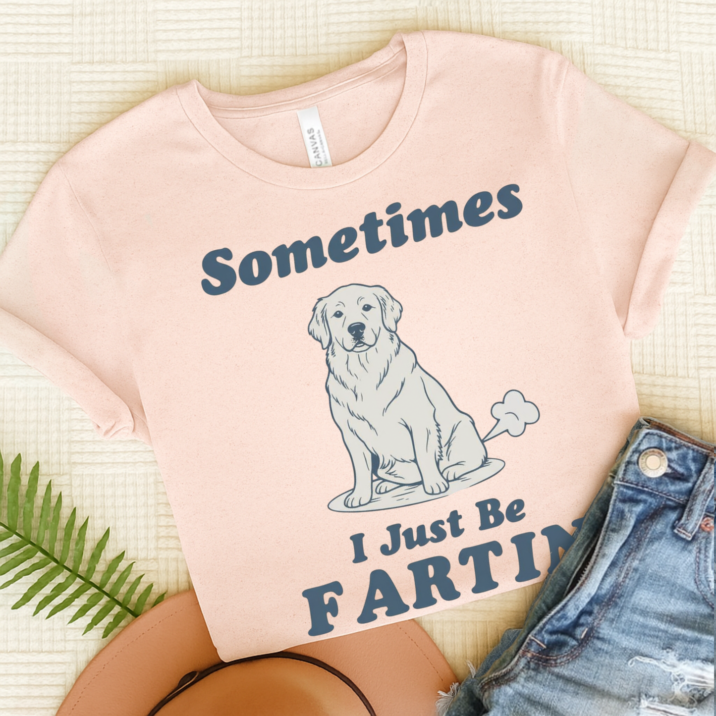 Golden Retriever Fartin TShirt Soft Pink