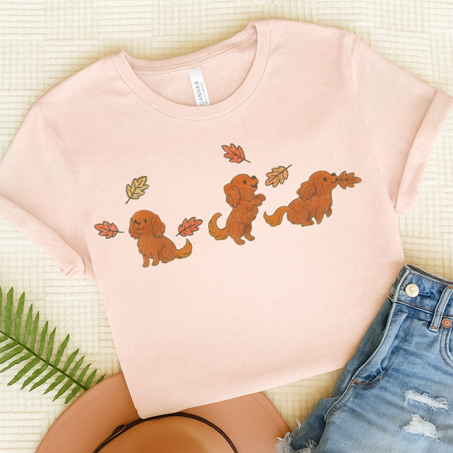 Ruby Cavalier Chasing Leaves TShirt Soft Pink