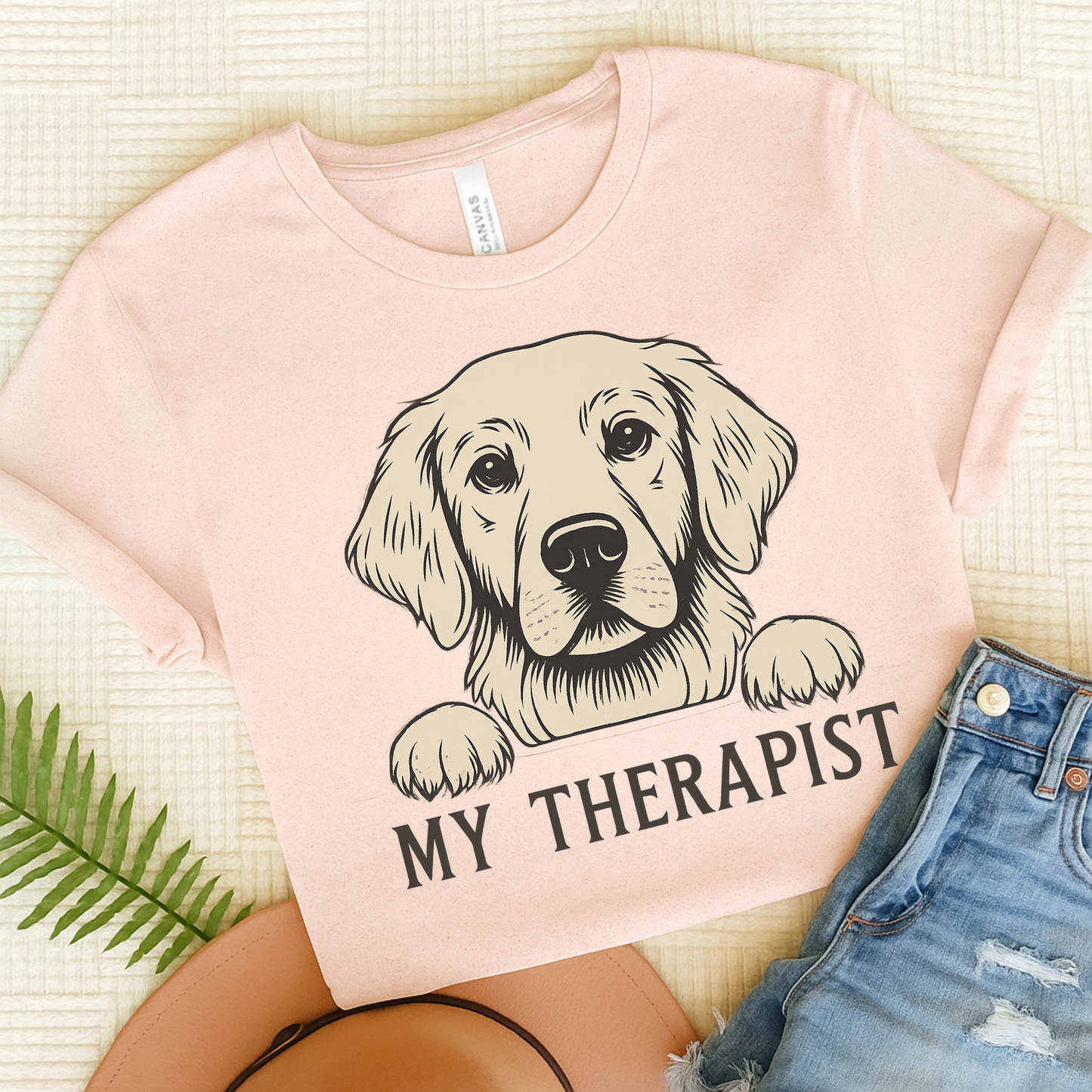 Therapist Golden Retriever Tshirt Soft Pink