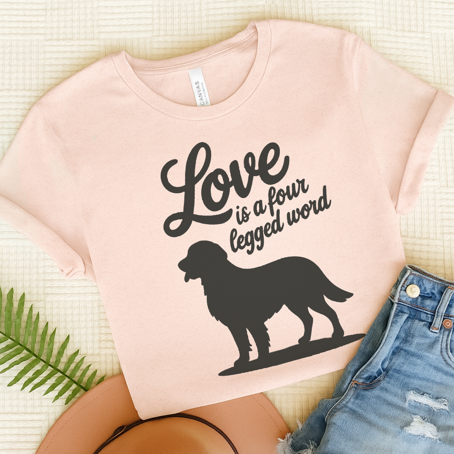 Golden Retriever Four Legged Word TShirt Soft Pink