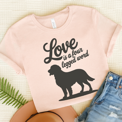 Golden Retriever Four Legged Word TShirt Soft Pink