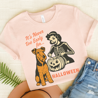 Airedale Terrier Early Halloween TShirt Soft Pink