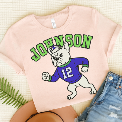 White Frenchie College Mascot TShirt Soft Pink