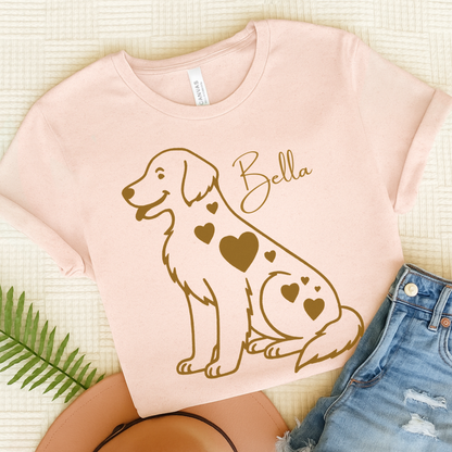 Golden Retriever Heart Dog TShirt Soft Pink