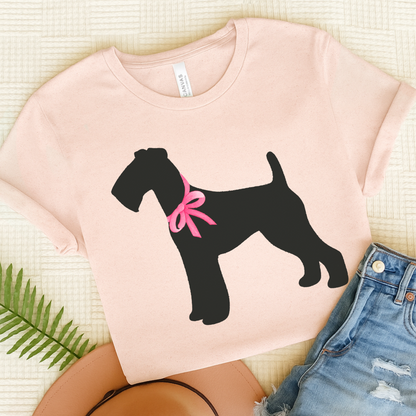 Airedale Terrier Silhouette Tshirt Soft Pink