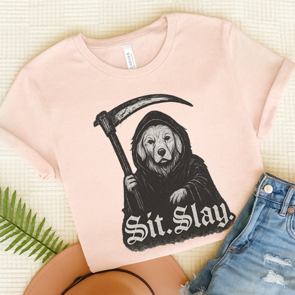 Reaper Golden Retriever Tshirt Soft Pink