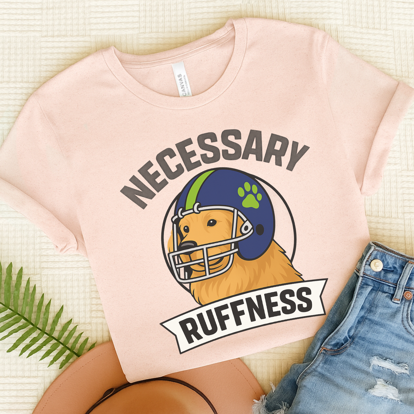Football Golden Retriever Tshirt Soft Pink