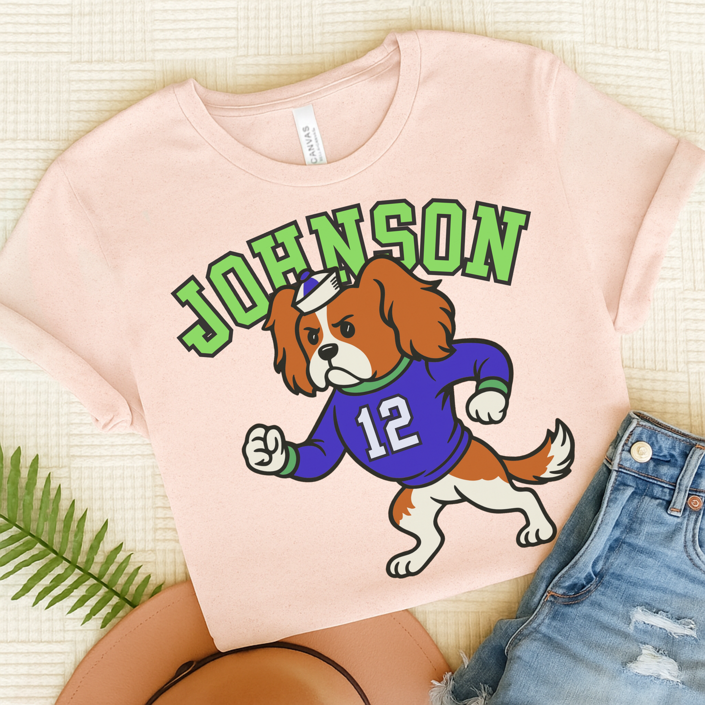 Blenheim Cavalier College Mascot TShirt Soft Pink