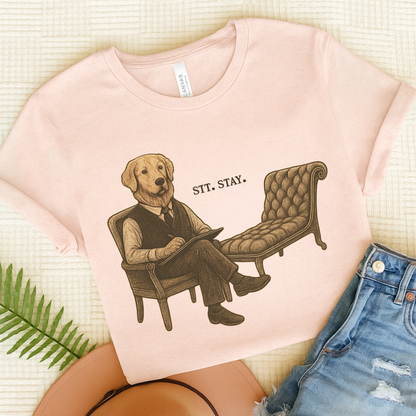 Therapy Golden Retriever Tshirt Soft Pink