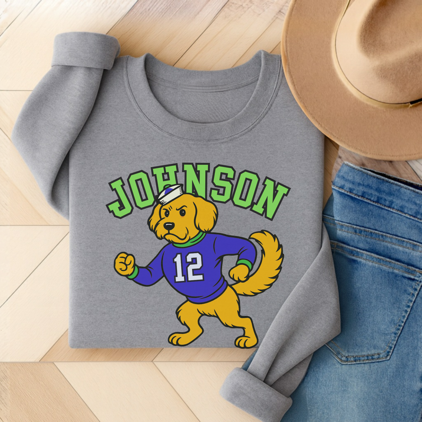 Golden Retriever College Mascot Sweatshirt Sport Grey