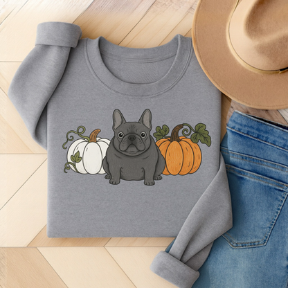 Black Frenchie Pupkin Unisex Sweatshirt Sport Grey