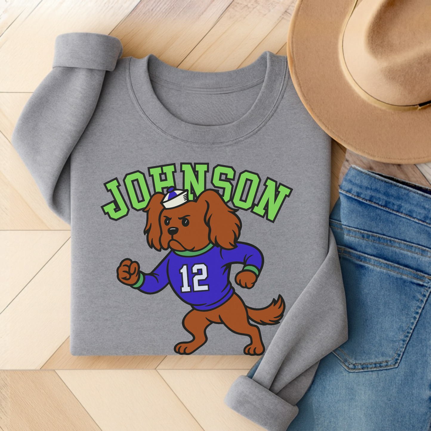 Ruby Cavalier College Mascot Sweatshirt Sport Grey