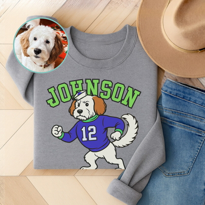 Custom College Mascot Mutt Sweatshirt Sport Grey
