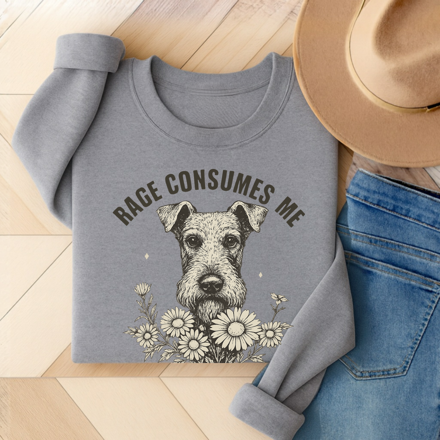 Airedale Terrier Rage Sweatshirt Sport Grey