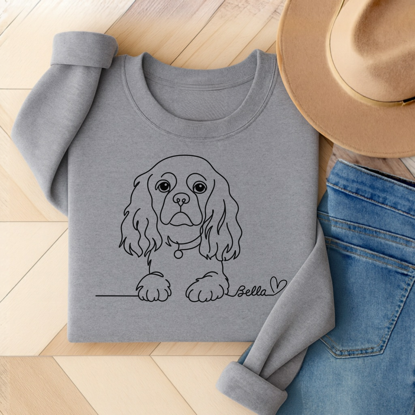 Single Line Name Cavalier Sweatshirt Sport Grey