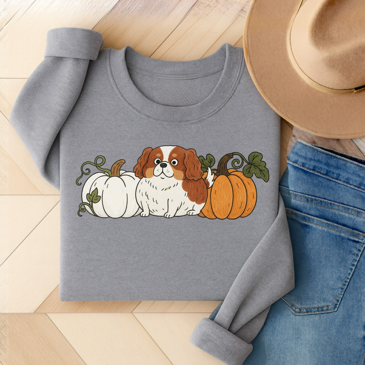 Blenheim Cavalier Pupkin Unisex Sweatshirt Sport Grey