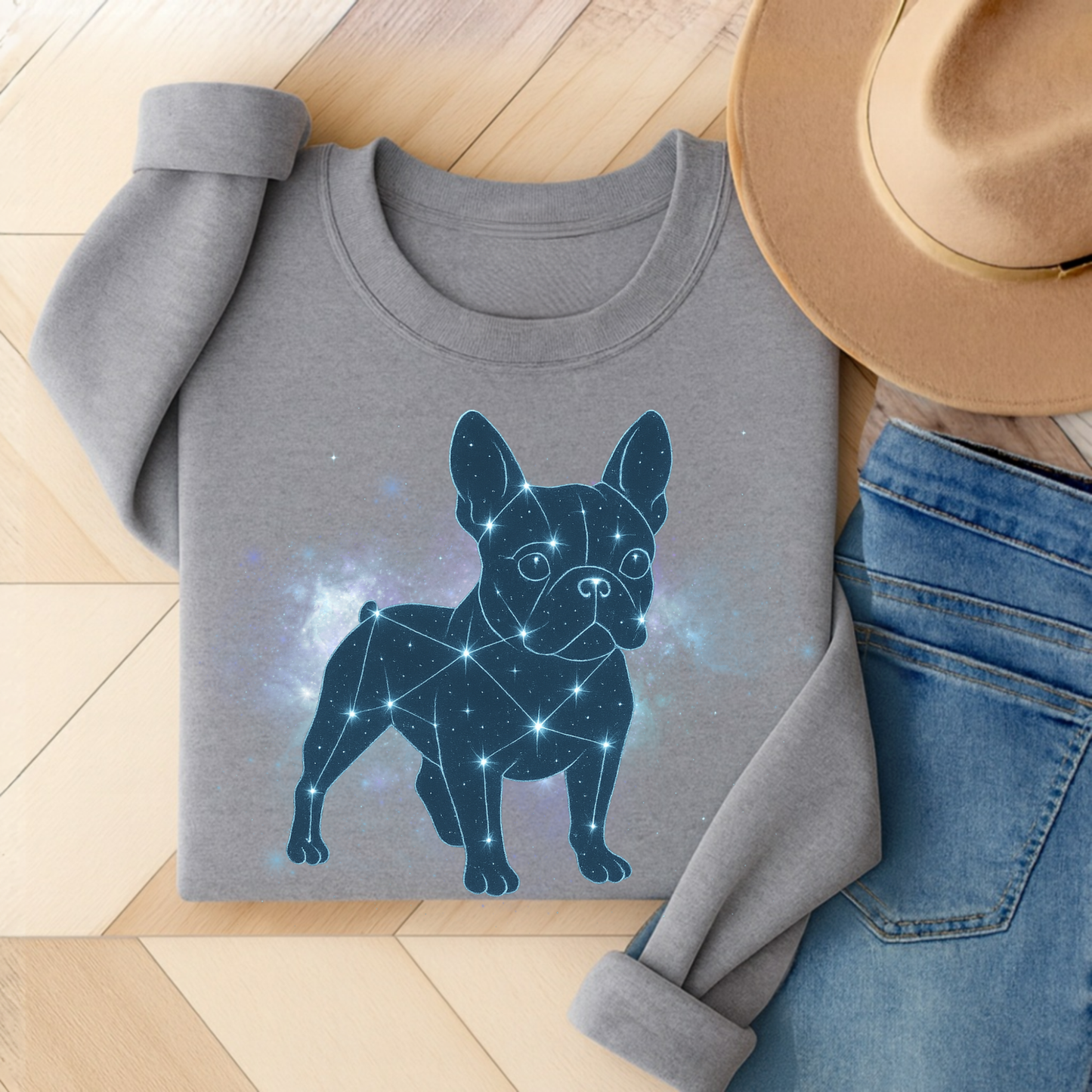 French Bulldog Constellation Sweatshirt Sport Grey