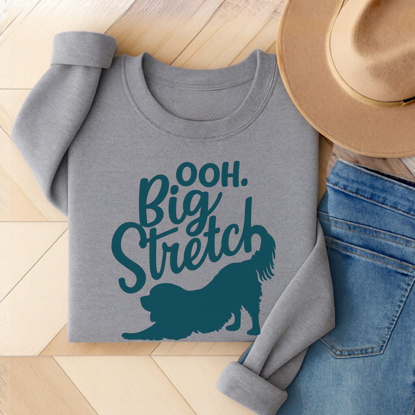 Cavalier King Charles Big Stretch Sweatshirt Sport Grey